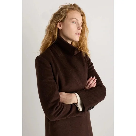 Quince Wool Cashmere Tailored Long Coat S Dark Chocolate NWOT - Picture 4 of 8